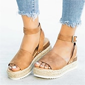 cheap Women&#039;s Sandals-Women&#039;s Leopard Print Espadrille Platform Sandals with Ankle Strap, Trendy Open Toe Summer Shoes for Vacation, Beach, and Casual Outfits