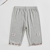 cheap Bottoms-Kids Girls&#039; Leggings Butterfly Active Outdoor 7-13 Years Summer Silver Black White