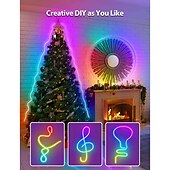 Недорогие Неоновые LED огни-Светодиодная неоновая полоса 1-5 м, адресуемая RGB-радужная светодиодная пиксельная световая панель, 12 В постоянного тока, включая блок питания и контроллер RF 17key, применимая для самостоятельного изготовления светодиодных неоновых вывесок, настенного