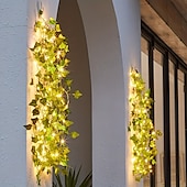 abordables Solaires-guirlandes de vigne solaires lumières de lierre led rotin artificiel plante verte led guirlande lumineuse solaire extérieure étanche led chaîne suspendue lumières pour cour clôture tenture décoration