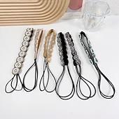economico Accessori per acconciature-1 pezzi di strass in rilievo elastico della fascia gioiello fasce fascia dei capelli della perla perline di cristallo delle donne avvolgere la testa delle ragazze della signora accessori dei monili