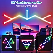 お買い得  スマートライト-RGB LEDスマートライトイリュージョンインテリジェントスプライシングライトDIY屋内装飾雰囲気ライトEスポーツLED音声制御音楽装飾