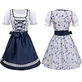 olcso Dirndl-Mindszentek napja Oktoberfest Ruhák Szerepjáték Jelmezek Szobalány öltözékek Szerepjáték bajor Német Meadows Női Hagyományos stílusú ruha Blúz Ruha Kötény