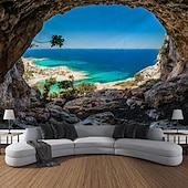 billiga Ocean Beach Gobeläng-landskap hav grotta hängande gobeläng väggkonst stor gobeläng väggmålning dekor fotografi bakgrund filt gardin hem sovrum vardagsrum dekoration