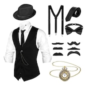 billiga Outfits-Retro / vintage Glada 20-talet 1920-talet Kläder Väst Panamahatt Den store Gatsby Herre Mode Herr Jul Halloween Karnival Bal Möhippa Festival Vuxna Kravatt Väst Hatt Alla årstider