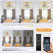 cheap Ceiling Fan Lights-Ceiling Fan with Light Dimmable Circle Design Crystal 50cm 6 Wind Speeds Modern Ceiling Fan for Bedroom, Living Room App &amp; Remote Control 110-240V