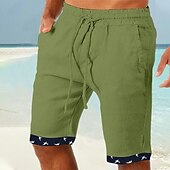 baratos Feriado-Homens Calção Shorts de verão Shorts de praia Patchwork Com Cordão Cintura elástica Tecido Conforto Respirável Curto Casual Diário Feriado Moda Estilo Clássico Branco Azul
