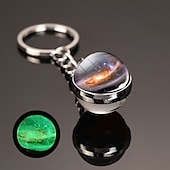 abordables Pendentifs et ornements pour voiture-lune porte-clés système solaire planète porte-clés galaxie nébuleuse espace porte-clés terre soleil mars jupiter saturne image double face boule de verre porte-clés