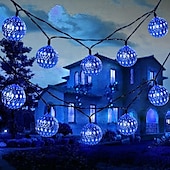 abordables Guirlandes solaires-Guirlande lumineuse solaire marocaine élégante pour réception de mariage, guirlande lumineuse à LED en forme de globe, éclairage d&#039;extérieur étanche, 8 modes d&#039;éclairage, boule lumineuse étanche
