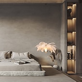 cheap Island Lights-LED Pendant Light Chandelier 35cm 1-Light White Ostrich Feather Bouquet Pendant Light Romantic Mounted Lighting Fixture for Restaurant Bedroom