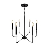 levne Lustry-lustr 6 světelný 26&quot; moderní kovový selský lustr kovaný klasický svíčkový stropní závěsné svítidlo do jídelny obývací pokoj kuchyně vstup na ostrov schodiště, průměr 26&quot; 110-240v