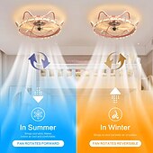 رخيصةأون إضاءات مراوح السقف-مروحة سقف مع تطبيق تصميم دائرة خفيفة&amp;amp; جهاز تحكم عن بعد 100 سم 5-ضوء عكس الضوء 6 سرعات رياح مروحة سقف حديثة لغرفة النوم وغرفة المعيشة وغرفة صغيرة 220-240 فولت
