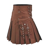 baratos Partes inferiores-kilts utilitários escoceses para homens kilt plissado de linho retrô vintage medieval punk gótico steampunk