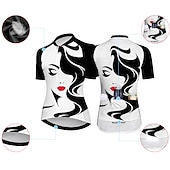 economico Maglie da donna-Per donna Maglia da Ciclismo Grafico Manica Corta Bicicletta Maglia Top con 3 tasche posteriori Mountain Bike MTB Ciclismo su strada Asciugatura Rapida Strisce Riflettenti Tasca Posteriore Traspirante