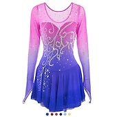 preiswerte Eiskunstlaufkleider-Eiskunstlaufkleid Damen Mädchen Eislaufen Kleider Austattungen Gelb Dunkelrot Pudriges Rosa Halo-Färbung Gitter Spandex Hochelastisch Wettbewerb Eiskunstlaufkleidung Eislaufen Eiskundstlauf