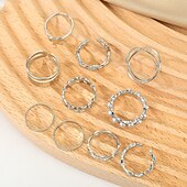 levne Prsteny-Ženy Prsten Svatební Geometrické Stříbrná Chrome Mini Punk Přizpůsobeno stylové 10ks