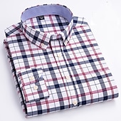 preiswerte Oxford-Hemden für Herren-Herren Oberhemd Gestreiftes Hemd Hemd Bügelfreies Hemd Oxford Hemd Kariert / Gestreift / Chevron Hochzeit Büro &amp; Karriere Hellblau Dunkelrot Rote Dunkelmarine Langarm Hemdkragen Ganzjährig Bekleidung
