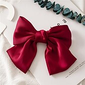 cheap Hair Styling Accessories-Big Satin Layered Hair Bows for Women Girls 7 Inch Pink Blue Barrette Hair Clip Large Ribbon Bows Style Hair Accessories