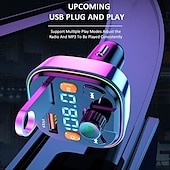 cheap Bluetooth Car Kit/Hands-free-Car Bluetooth 5.0 FM Transmitter Wireless Audio Receiver Car MP3 Player 18W PD Fast Charger(1pc)