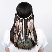 abordables Accesorios para el peinado del cabello-hermosa diadema bohemia de plumas de pavo real, perfecta para gitanos indios &amp; ¡estilo hippy!