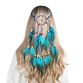 billige Tilbehør til hårstyling-boho stil fjær hårbånd påfugl fjær hodebånd indisk håndvevd fjær hodeplagg hårtilbehør