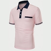 preiswerte Klassisches Poloshirt für Herren-Herren Polos mit Knöpfen Poloshirt Casual Festtage Kargen Kurzarm Modisch Basic Glatt Klassisch Sommer Regular Fit Weiß Rosa Orange Kaki Polos mit Knöpfen