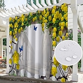 billiga Vattentäta gardiner-vattentäta utomhusgardiner för inomhusbröllop uteplats tjock sekretesshylsa gardiner för bröllop sovrum, vardagsrum, veranda, pergola, cabana, 1 panel