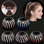 abordables Accessoires de coiffure-1 pc strass nid forme pince à cheveux élégant bun maker queue de cheval titulaire cheveux griffe coiffure accessoire