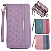 baratos saco de telefone universal-Carteira feminina longa, bolsas femininas, porta-moedas, porta-cartões, carteiras com zíper duplo, embreagem de couro pu, dinheiro de luxo, bolsa para telefone