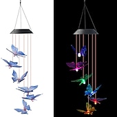economico Luci paesaggistiche-campanelli eolici solari a led luci esterne luci a farfalla cangianti luci esterne solari impermeabili 6 led campanelli eolici luci ad energia solare per la decorazione di finestre di casa, giardino, patio