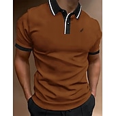 preiswerte Klassisches Poloshirt für Herren-Herren Polos mit Knöpfen Poloshirt Casual Festtage Kargen Kurzarm Modisch Basic Glatt Klassisch Sommer Regular Fit Feuer rot Schwarz Weiß Gelb Rosa Dunkelmarine Polos mit Knöpfen