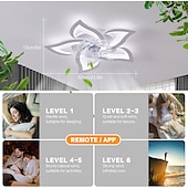 preiswerte Deckenventilator-Leuchten-LED-Deckenventilatoren dimmbar mit Fernbedienung Contral Blumendesign 20 &quot;/ 39&quot; 5/9-Köpfe Unterputz-Deckenleuchte Acryl-Lampenschirm-Kronleuchter Schlafzimmer Wohnzimmer