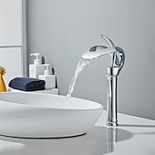 economico Classici-Rubinetto Lavabo Bagno Con Bocca A Cascata, Miscelatore Lavabo In Ottone, Rubinetti Vasca Monocomando Monoforo Finiture Verniciate Corpo Alto Stile Moderno