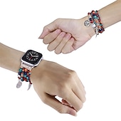 baratos Pulseiras de Apple Watch-Corda trançada artesanal Compatível com Pulseira Apple Watch 38mm 40mm 41mm 42mm 44mm 45mm 49mm Feminino Com Miçangas Boho Contas pulseira de substituição para iwatch Ultra 2 Series 9 8 7 SE 6 5 4 3