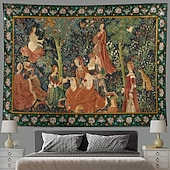 tanie Tkanina średniowieczna-Średniowieczny Gobelin Malarski Gobelin z epoki średniowiecza Sztuka na ścianę Duży gobelin Dekoracja muralu Fotograficzne tło Koc Zasłona Dom Sypialnia Salon Dekoracja