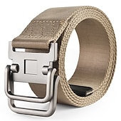 voordelige Herenriemen-heren nylon riem gemakkelijk verstelbare dubbele ringgesp golfriem zwart casual unisex web canvas riem metalen tactische gesp mode effen gestreept