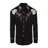 economico camicie western da uomo-Per uomo Floreale Stampe astratte Camicia Camicia occidentale Camicia da cowboy Manica lunga Di tendenza Streetwear Originale Esterno Giornaliero Autunno inverno Collo ripiegabile Stampa Bottone giù