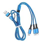 cheap Cell Phone Cables-Multi Charging Cable 3.9ft USB A to Type C / Micro / IP 3 A Fast Charging Nylon Braided Durable 3 in 1 For Macbook iPad Samsung Phone Accessory