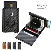 billiga Plånböcker-rfid-blockerande kolfiberplånbok för män med korthållare och airtag-ring – elegant, säker och snygg för dagligt bruk och resor