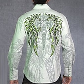 ieftine cămăși occidentale pentru bărbați-Bărbați Totem Cămașă Cămașă occidentală Cămașă de cowboy Manșon Lung Modă Designer Casual În aer liber Concediu Toamna iarna Răsfrânt Imprimeu Buton în jos Alb Mov Trifoi Albastru + Albastru Gri