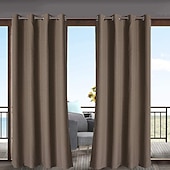 cheap Waterproof Curtains-Waterproof Outdoor Curtain Privacy, Sliding Patio Curtain Farmhouse Drapes, Pergola Curtains Grommet For Gazebo, Balcony, Porch, Party, Hotel, 1 Panel