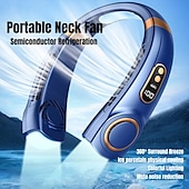 cheap Decorative Lights-Portable Hanging Neck Fan with Colorful Light USB Charging 5 Gears Brush Motor Leafless Hanging Neck Fan Rechargeable Mute Refrigeration Air Conditioning Outdoor Cooling Fan