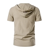 economico Cime-t-shirt vichinga medievale in cotone a maniche corte con cappuccio camicie da uomo in stile retrò con lacci hippie abbinati al costume larp
