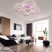 お買い得  シーリングライト調光可能タイプ-調光可能なクロムアクリルシーリングライト LED 5 ヘッドおよび 8 ヘッドシーリングライト、背景ライトとアプリ接続/リモコン付き、寝室、リビングルーム、オフィス、子供部屋に最適