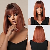abordables Perruques Synthétiques Sans Bonnet-perruques bob noires pour les femmes perruques bob courtes avec une frange perruques droites pour un usage quotidien remplacement des cheveux cheveux naturels à la recherche d&#039;une fille utilisation