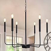 levne Lustry-lustr 6 světelný 26&quot; moderní kovový selský lustr kovaný klasický svíčkový stropní závěsné svítidlo do jídelny obývací pokoj kuchyně vstup na ostrov schodiště, průměr 26&quot; 110-240v