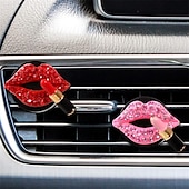 preiswerte Anhänger &amp; Ornamente fürs Auto-süßer lippenstift lippenform bohrer auto parfüm lufterfrischer diffusor auto duft clip vent parfüm auto aroma zubehör automobil dekoration kürbis aromatherapie für auto