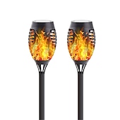 お買い得  経路ライト＆ランタン-2/4 個ソーラーライト屋外ソーラートーチライトちらつき炎付き 12 LED ハロウィン装飾 Waterpoof 風景自動オン/オフ庭パティオ家の装飾ランタン