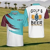 cheap Men&#039;s Golf Polo-Oktoberfest Men&#039;s Polo Shirt Lapel Polo Button Up Polos Golf Shirt Letter Graphic Prints Beer Golf Turndown Lake blue Yellow Sky Blue Green Gray Outdoor Street Short Sleeves Print Clothing Apparel