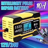 levne Testery a detektory-10ampérová nabíječka autobaterií 12V a 24v inteligentní plně automatická nabíječka baterií udržovací udržovací nabíječka pro sekačky na trávu lodní mořské olověné baterie